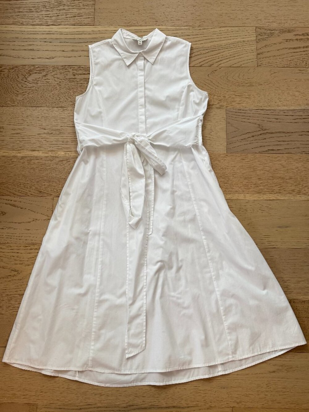 NWOT Banana Republic White Poplin Shirt Dress, A-Line, Tie Wrap Waist, Size S